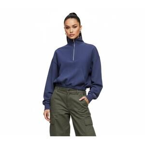 Rag & Bone Organic Cotton Quarter-Zip Sweatshirt — Size XXS